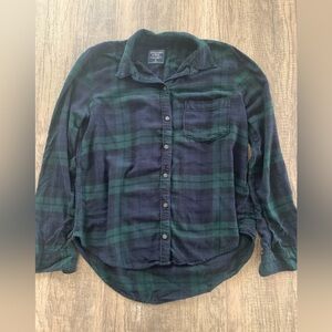 Medium green & navy flannel